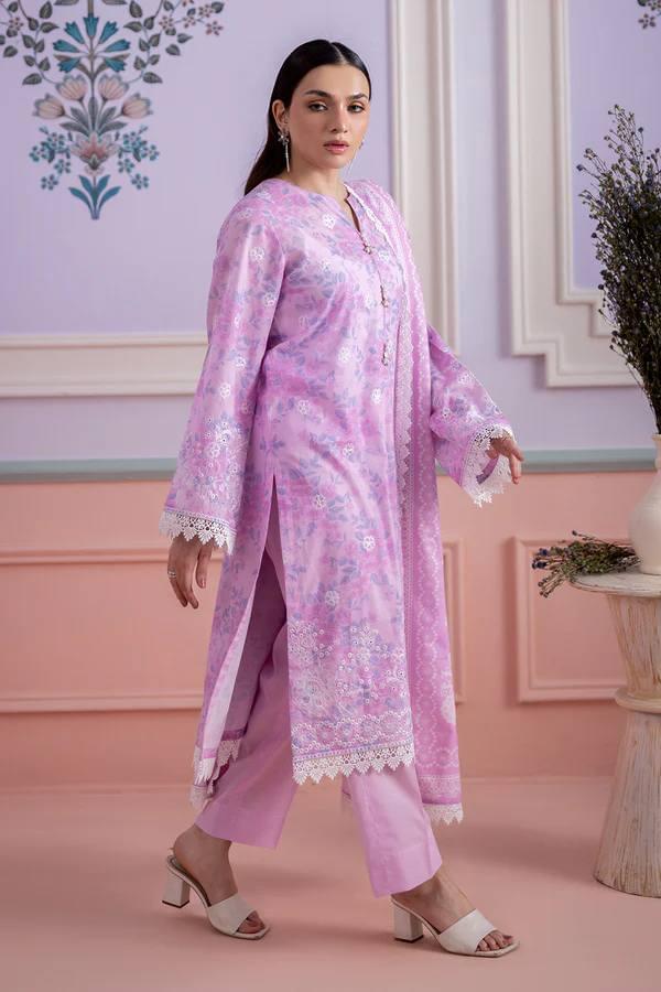 ZARYAN BRAND – Women's Premium Lilac Floral Printed Lawn 3-Piece Suit