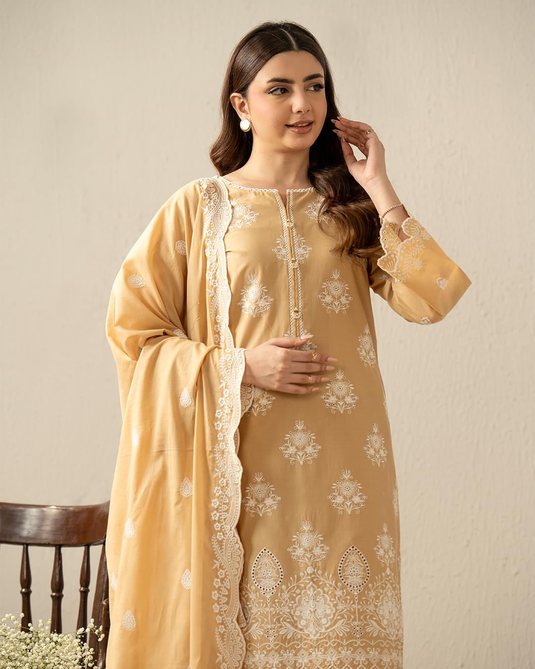 ZARYAN BRAND – Women's Premium Black Embroidered 3-Piece Lawn Suit with Printed Dupatta