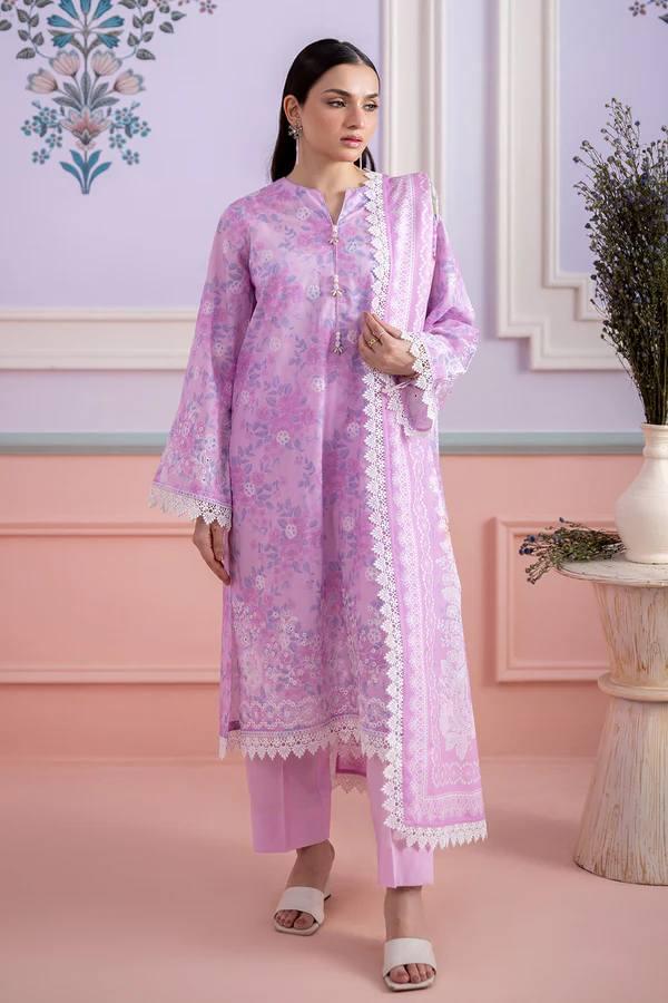 ZARYAN BRAND – Women's Premium Lilac Floral Printed Lawn 3-Piece Suit