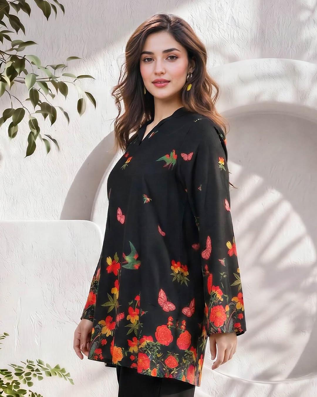 ZARYAN BRAND – Women's Premium Black Embroidered Lawn Kurti