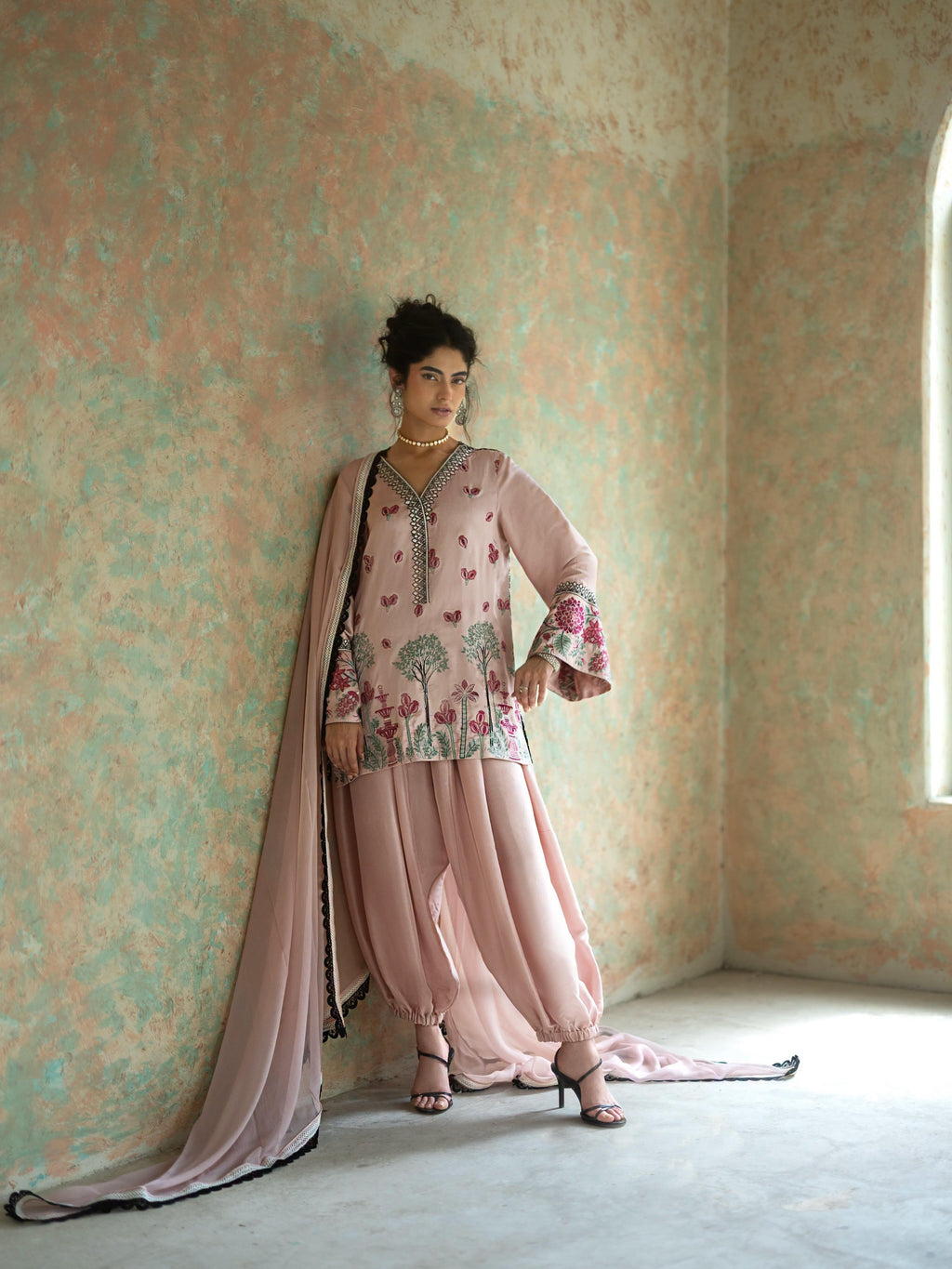 ZARYAN BRAND – Women's Blush Pink Embroidered 3-Piece Luxury Lawn Suit with Chiffon Dupatta