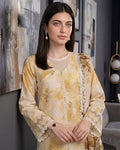 Women's Premium Beige Printed Lawn 3 Piece Suit with Embroidered Lace & Printed Dupatta | ZARYAN BRAND