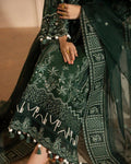 ZARYAN BRAND Women's Emerald Green Embroidered Luxury 3 Piece Suit | Premium Pakistani Dress