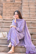 ZARYAN BRAND Women's Lavender Embroidered Lawn 3 Piece Suit | Premium Pakistani Unstitched Dress