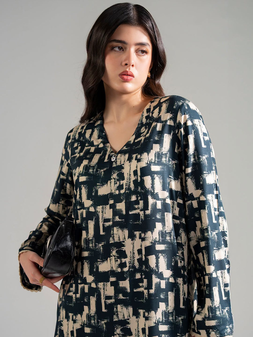 ZARYAN BRAND Women's Black & Beige Printed 2 Piece Co-Ord Set | Premium Pakistani Casual Wear