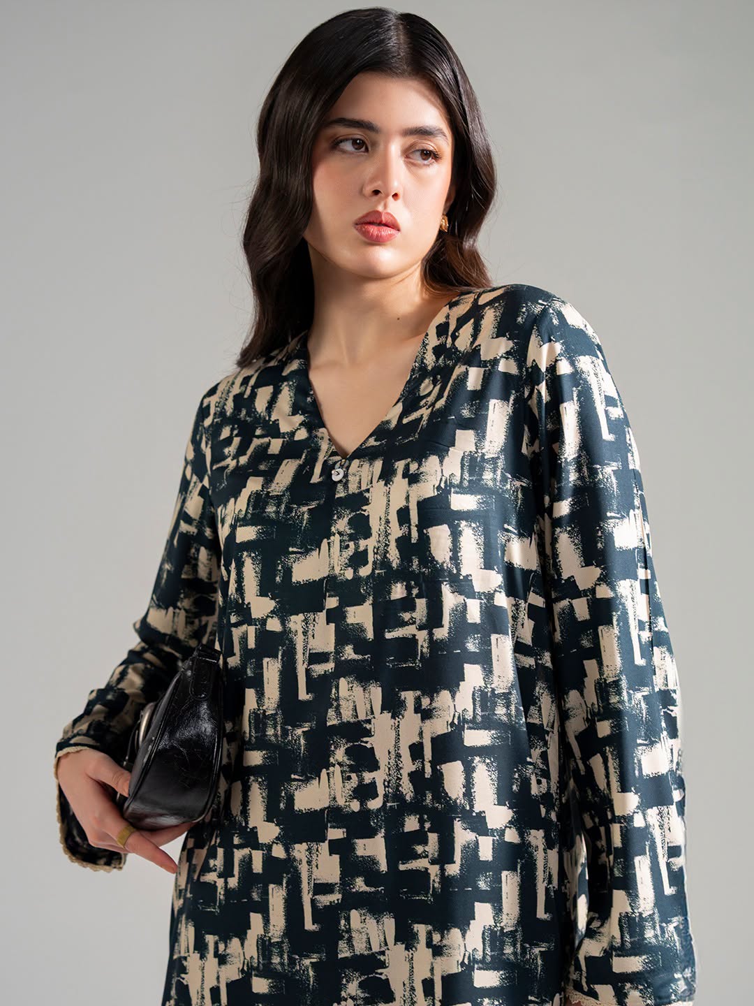 ZARYAN BRAND Women's Black & Beige Printed 2 Piece Co-Ord Set | Premium Pakistani Casual Wear