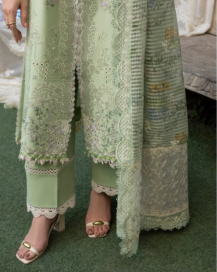 Mint Green Embroidered Premium 3 Piece Unstitched Suit – Elegant Pakistani Women's Wear