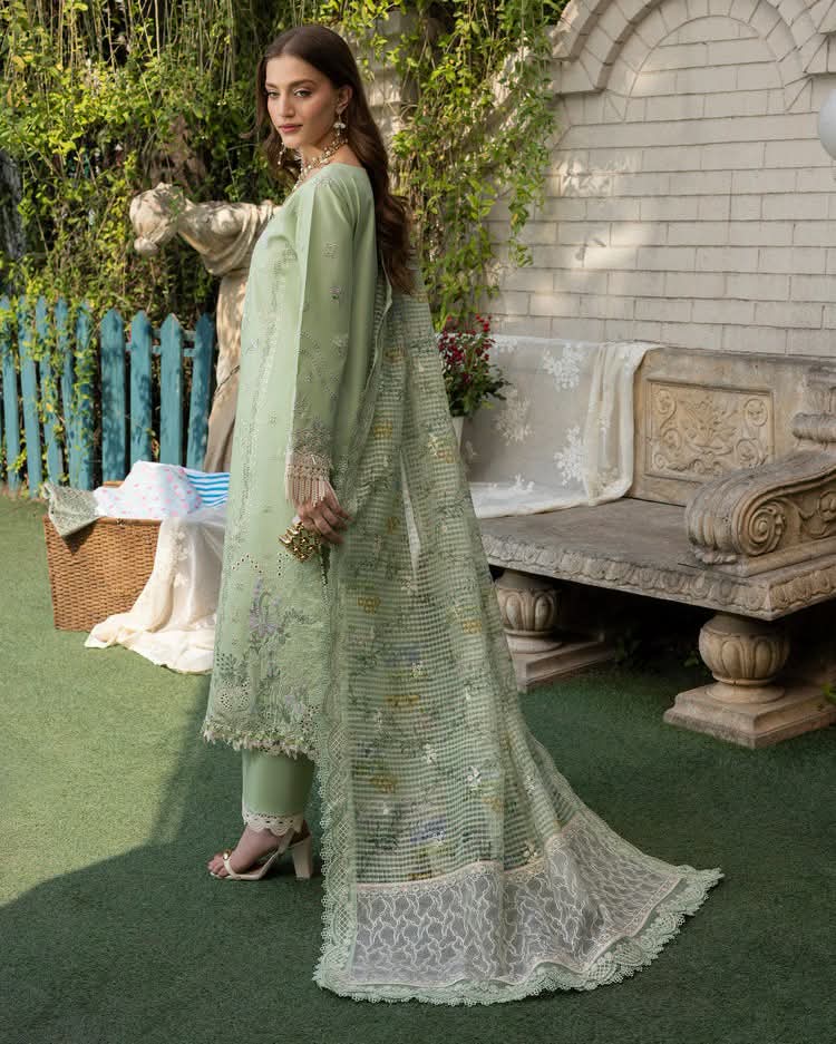 Mint Green Embroidered Premium 3 Piece Unstitched Suit – Elegant Pakistani Women's Wear