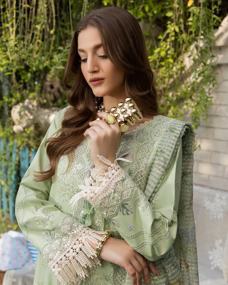 Mint Green Embroidered Premium 3 Piece Unstitched Suit – Elegant Pakistani Women's Wear