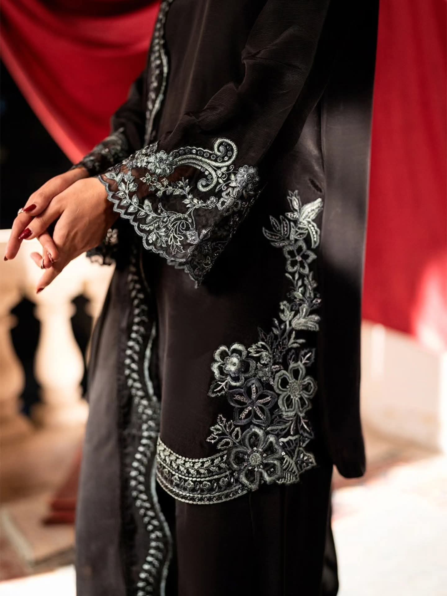 Black Embroidered Premium 3 Piece Unstitched Suit – Elegant Pakistani Women's Wear