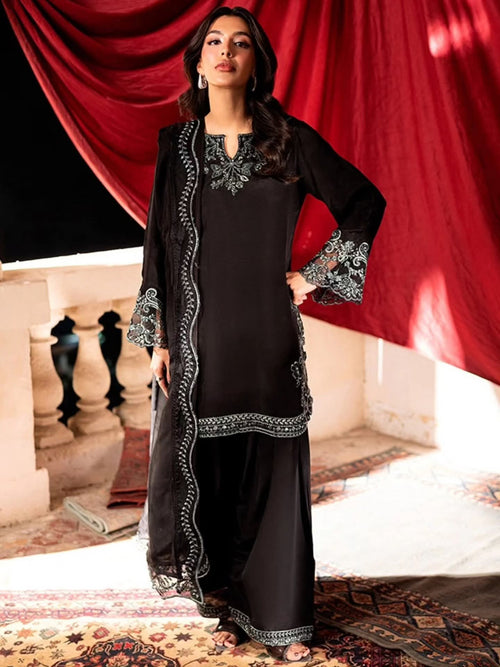 Black Embroidered Premium 3 Piece Unstitched Suit – Elegant Pakistani Women's Wear