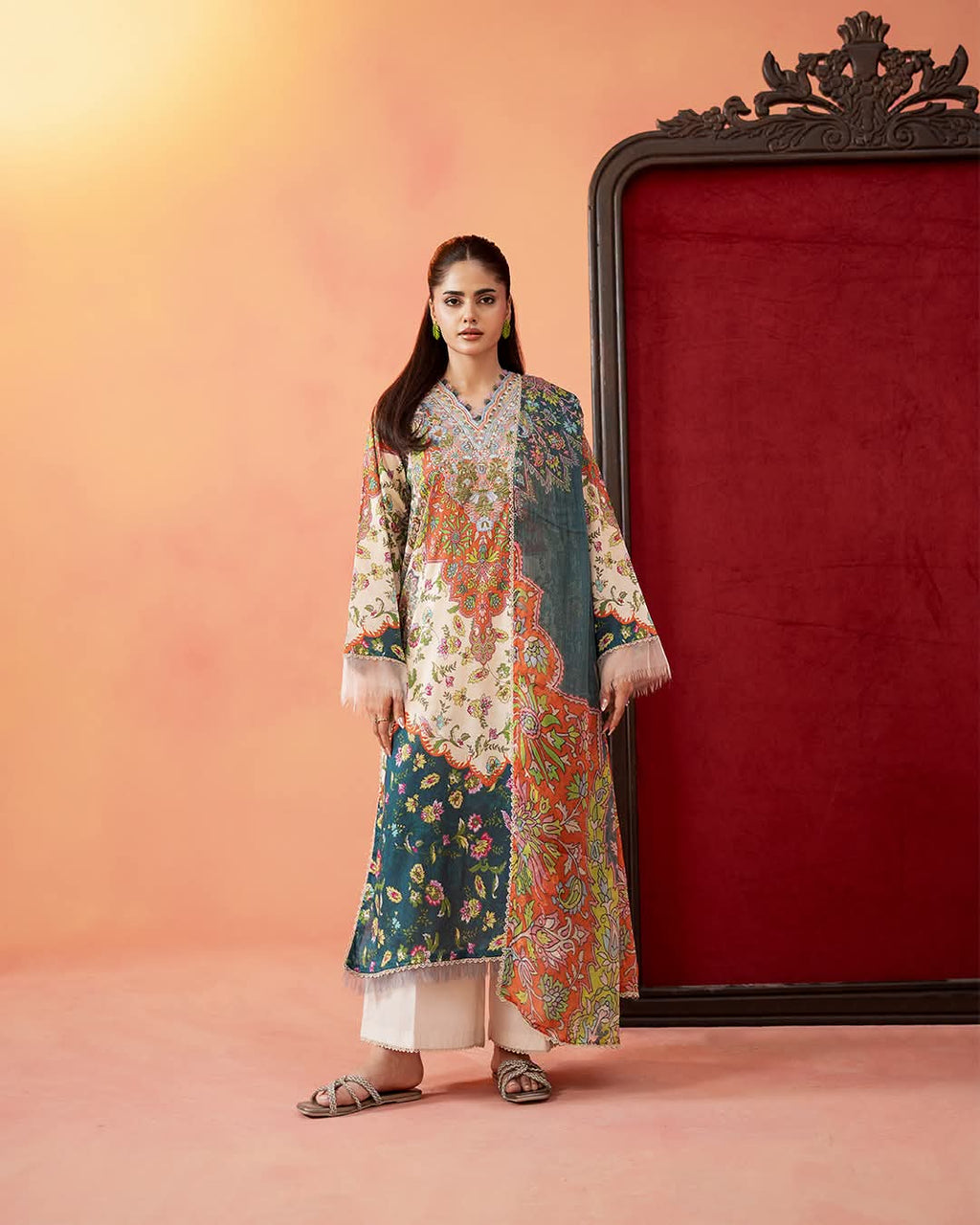 Multicolor Printed Premium 3 Piece Lawn Suit – Elegant Pakistani Women's Wear