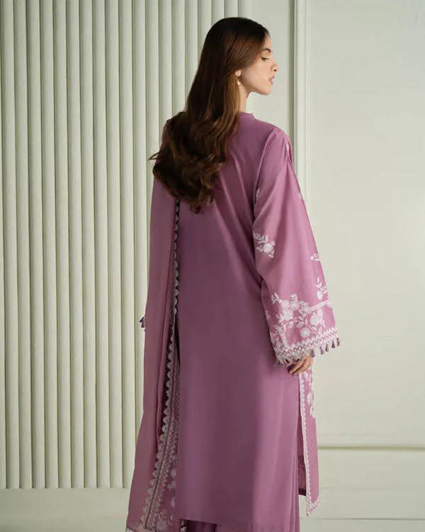 Mauve Embroidered Premium 3 Piece Unstitched Suit